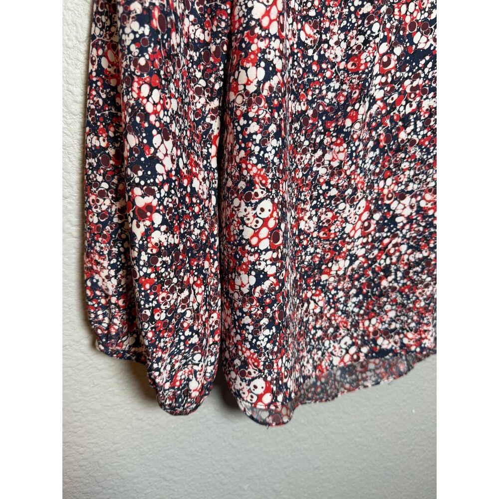 NWT Charlotte Brody Keyhole Blouse Red Marble Size Large - Picture 12 of 13